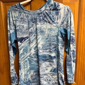 Realtree Blue and Gray Patterned Long Sleeve Fishing Shirt